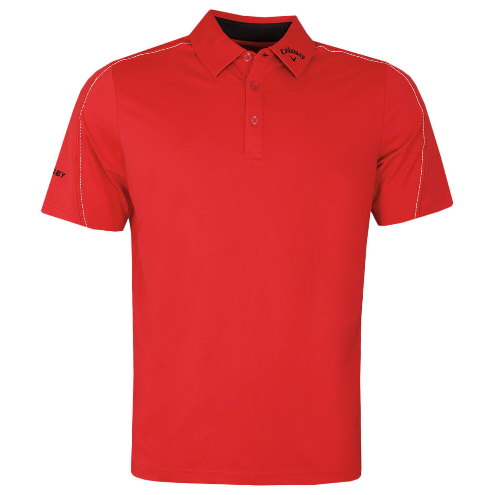 (M, Asphalt) Callaway Golf Mens 2021 Stitched Colour Block Moisture Wicking Polo Shirt