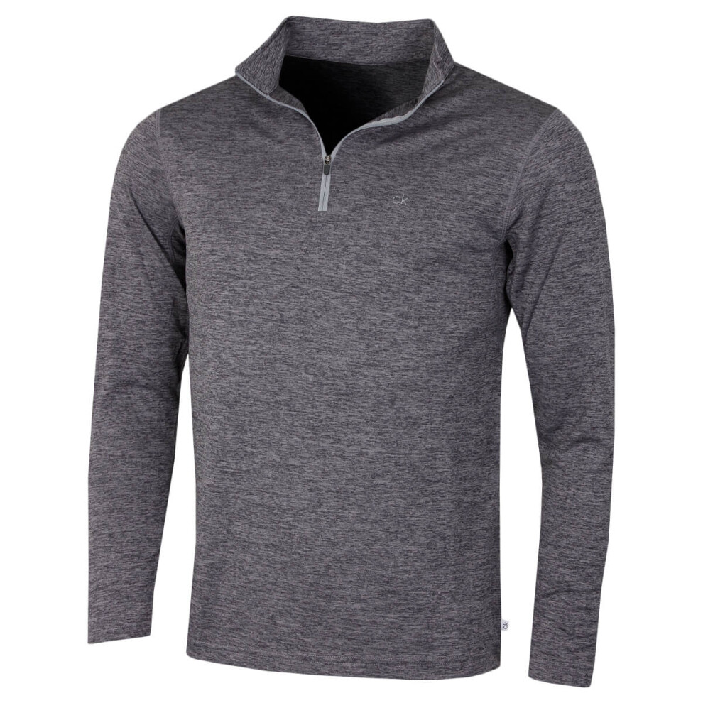 (S, Grey Marl) Calvin Klein Golf Mens 2021 CK Harlem 1/4 Zip Sweater