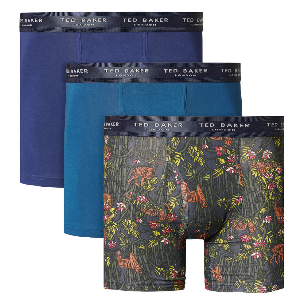 (S, Medieval Blue/Gibraltar Sea/Navy) Ted Baker Mens 2021 3-Pack Cotton Contour Pouch Breathable Fashion Boxer Briefs