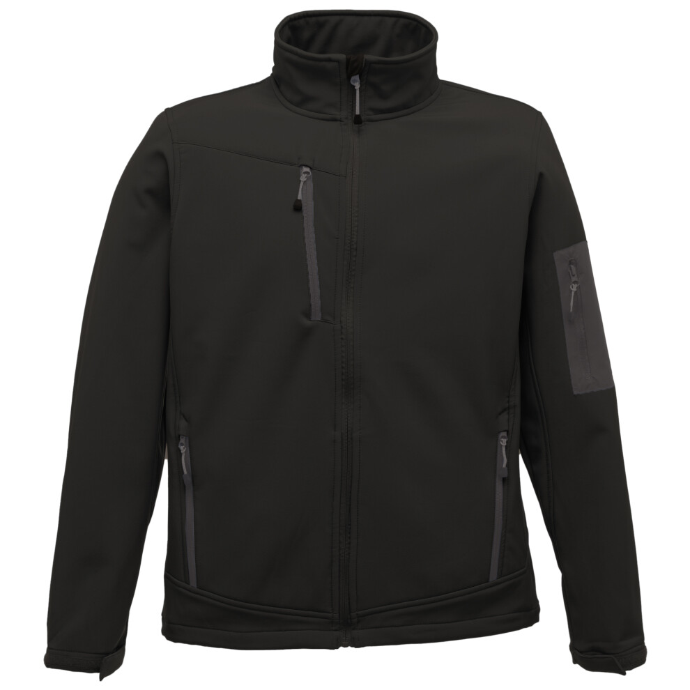 (L, Black/Seal Grey) Regatta Standout Mens Arcola 3 Layer Waterproof And Breathable Softshell Jacket