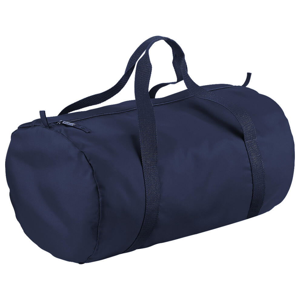 (One Size, French Navy/French Navy) BagBase Packaway Barrel Bag / Duffle Water Resistant Travel Bag (32 Litres)