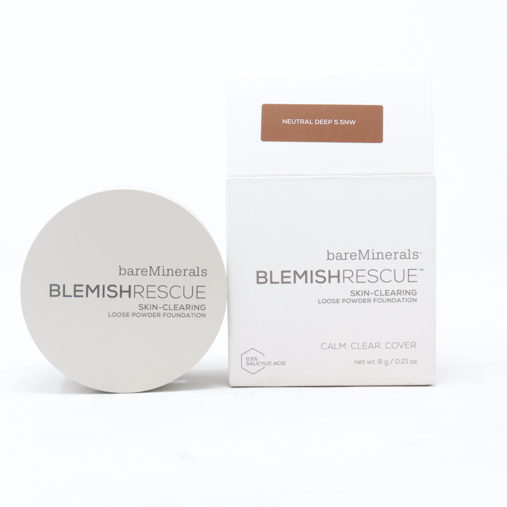 (Neutral Deep 5.5NW) Bareminerals Blemish Rescue Skin-Clearing Loose Powder Foundation 0.21oz  New