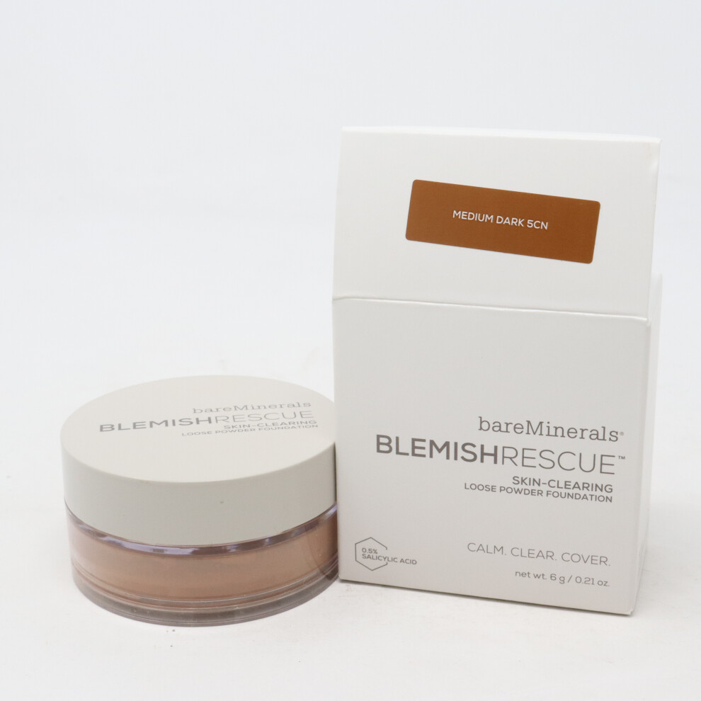 (Medium Dark 5CN) Bareminerals Blemish Rescue Skin-Clearing Loose Powder Foundation 0.21oz New