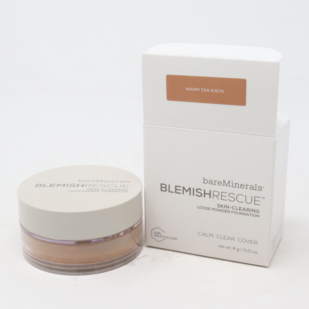 (Warm Tan 4.5CN) Bareminerals Blemish Rescue Skin-Clearing Loose Powder Foundation 0.21oz  New