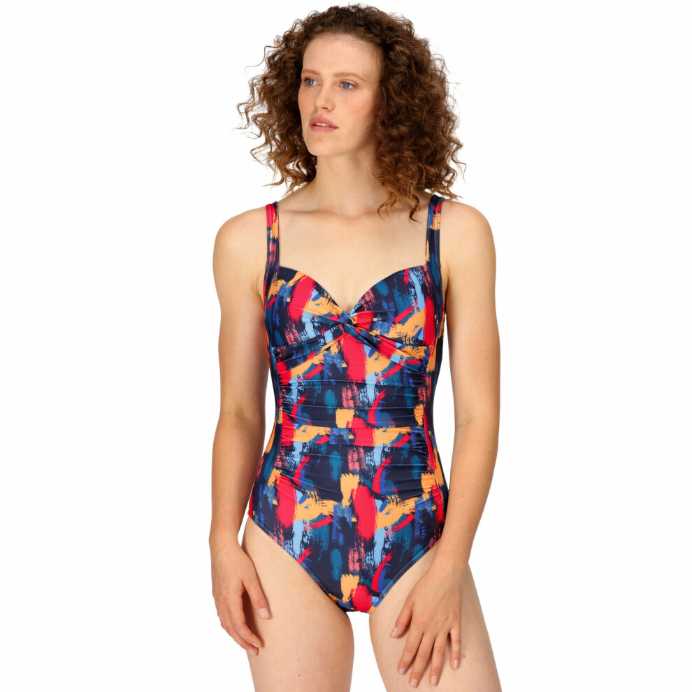 (10, Navy Brush) Regatta Womens Sakari Tummy Control Swim Swimming One Piece Costume