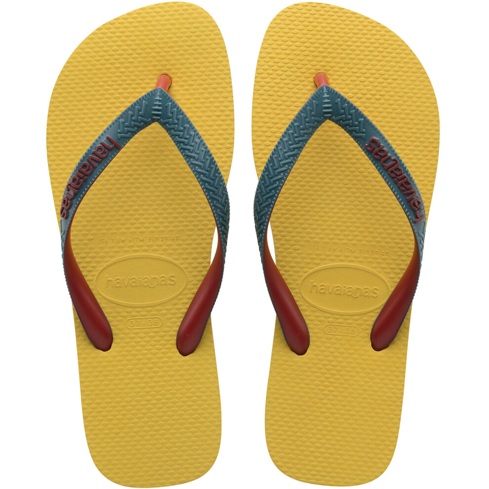 (6/7 UK, Gold Yellow) Havaianas Womens Top Mix Summer Beach Pool Sandals Thongs Flip Flops