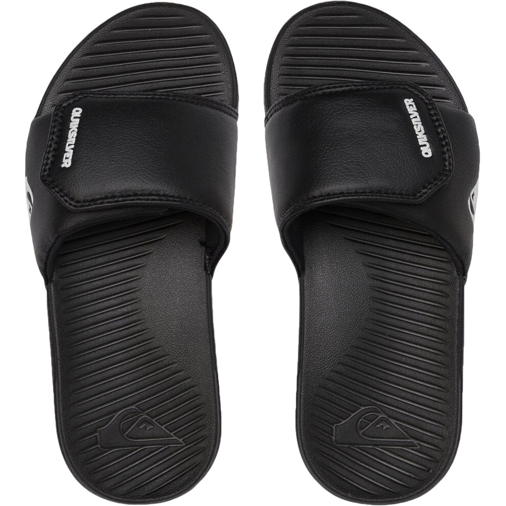 (1 UK, Black) Quiksilver Boys Kids Bright Coast Adjustable Sandals Slides Flip Flops Sliders