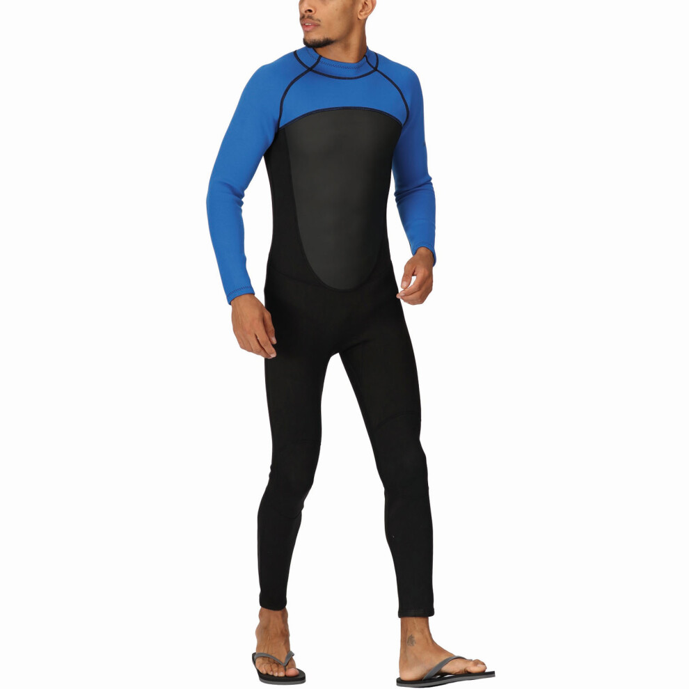 Regatta Quick-Drying Men's Black and Blue Colour Block Full Wetsuit, Size: L/XL