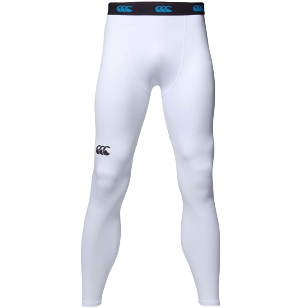 (XS, White) Canterbury Mens Cold Sports Training Baselayer Compression Leggings Pants