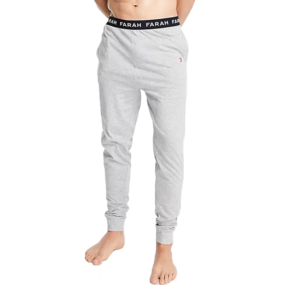 (XL, Grey) Farah Mens Zahar Elasticated Cotton Sweatpants Joggers Lounge Pants - Grey