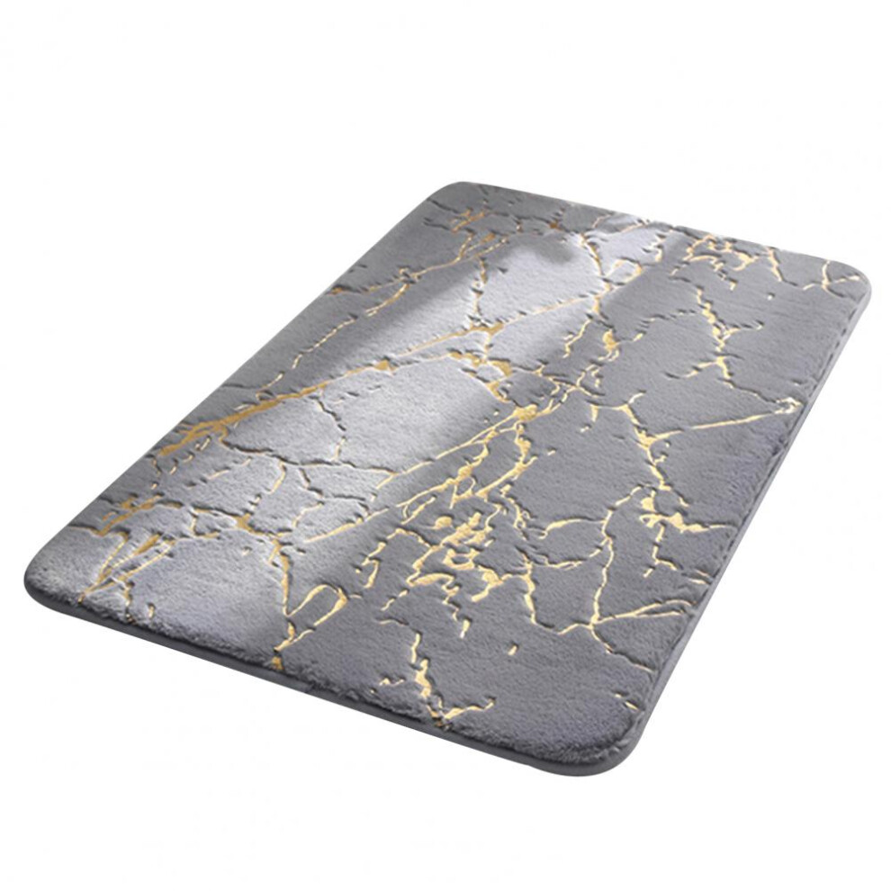 (Grey, 80x120cm) Non-Slip Soft Thick Absorbent Marble Design Bathroom Mat