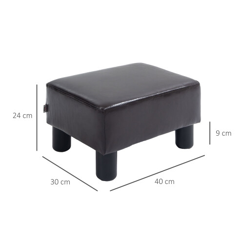 Homcom HOMCOM Chic Faux Leather Footstool Ottoman Cube with 4 Plastic Legs Brown 1