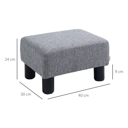 Homcom HOMCOM Chic Linen Fabric Footstool Ottoman Cube with 4 Plastic Legs Grey 1