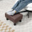 Homcom HOMCOM Chic Linen Fabric Footstool Ottoman Cube with 4 Plastic Legs Brown 5