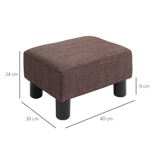 Homcom HOMCOM Chic Linen Fabric Footstool Ottoman Cube with 4 Plastic Legs Brown 1