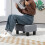 Homcom HOMCOM Chic Linen Fabric Footstool Ottoman Cube with 4 Plastic Legs Grey 6