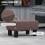 Homcom HOMCOM Chic Linen Fabric Footstool Ottoman Cube with 4 Plastic Legs Brown 3