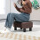 Homcom HOMCOM Chic Linen Fabric Footstool Ottoman Cube with 4 Plastic Legs Brown 6