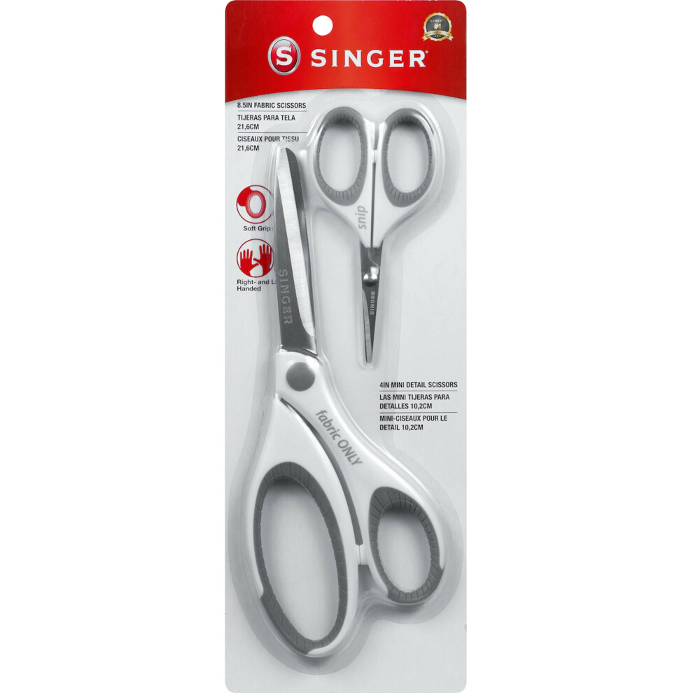 Singer Sewing Scissors Set 2/Pkg-8.5" Fabric & 4" Mini Detail Scissors 07175