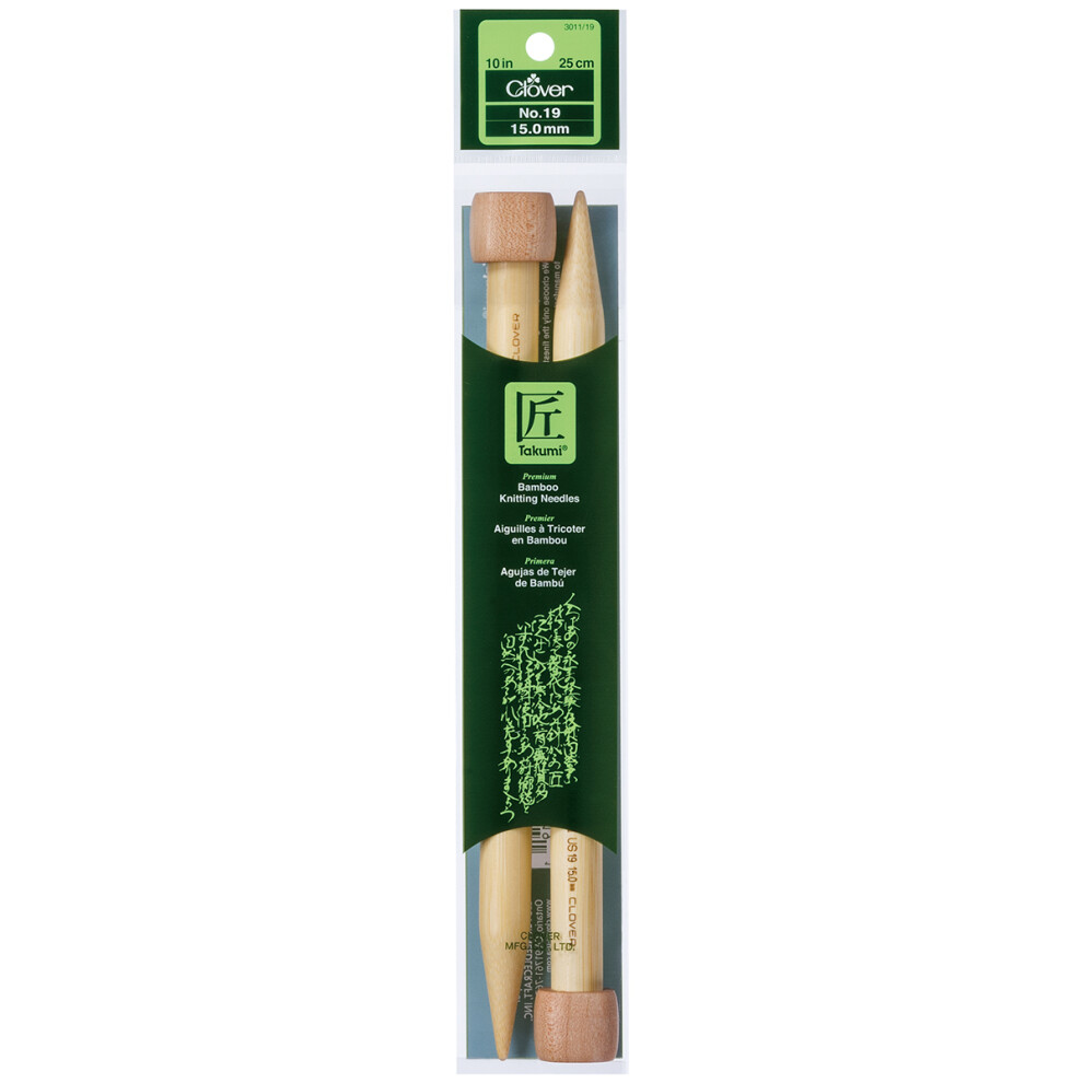 Takumi Bamboo Single Point Knitting Needles 10"-Size 19/15mm 3011-19