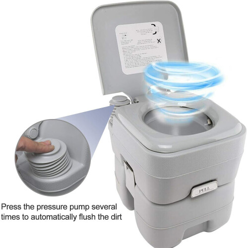 Dripex Portable Camping Toilet 20L Removable Handle with Flush 2