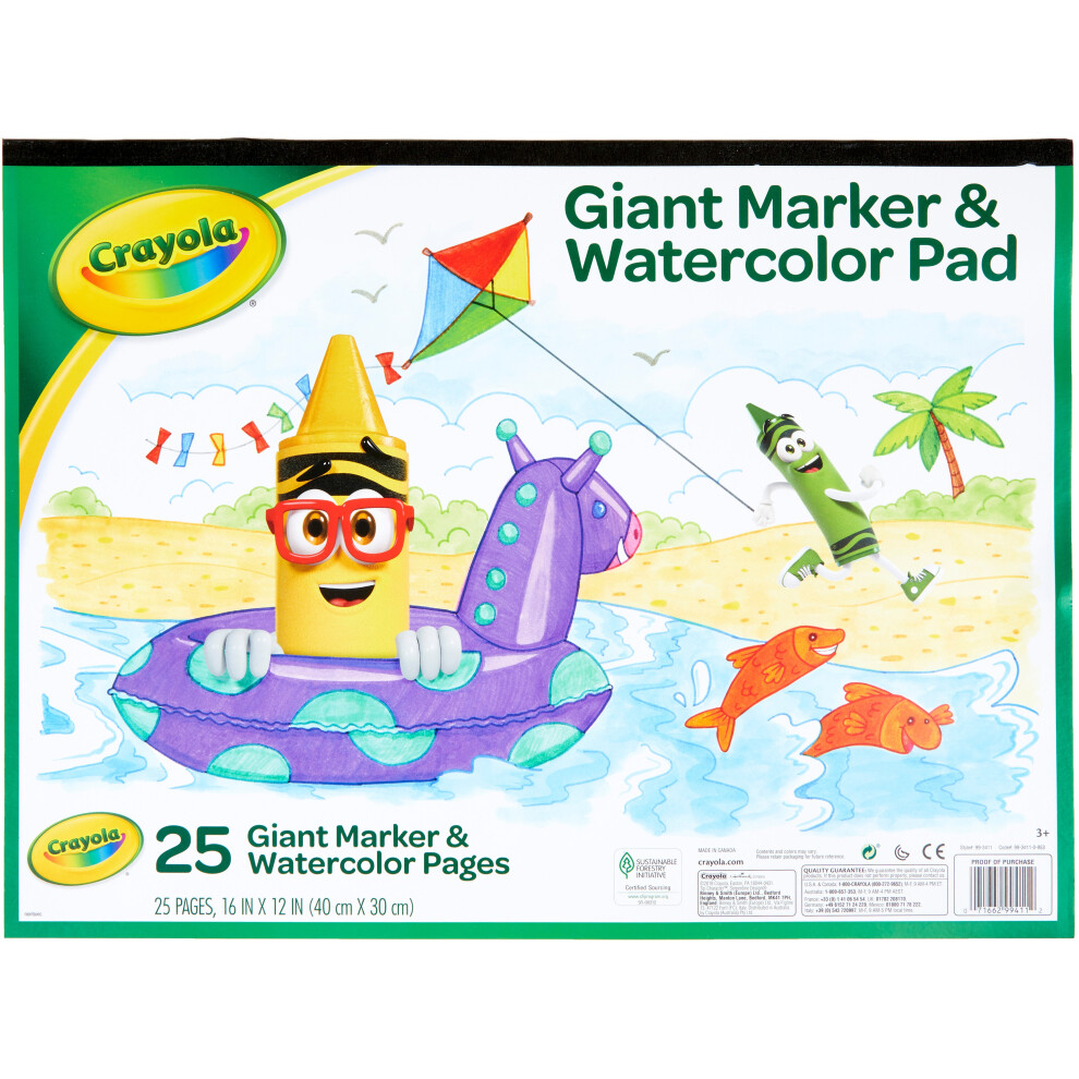 Crayola Marker & Watercolor Pad 16"X12"-25 Sheets 99-3411