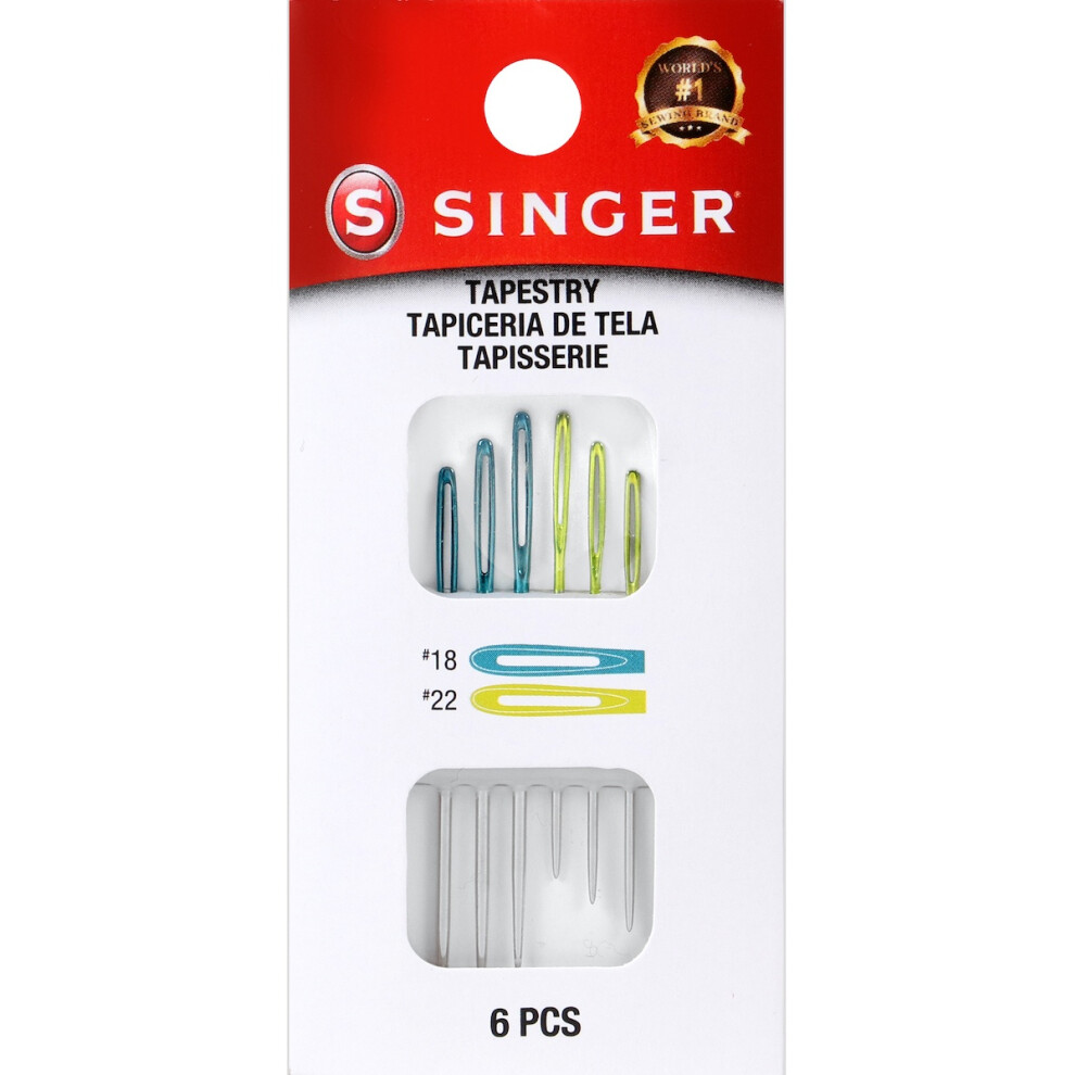 Singer Tapestry Color Eye Needles 6/Pkg-Sizes 18 And 22 01780