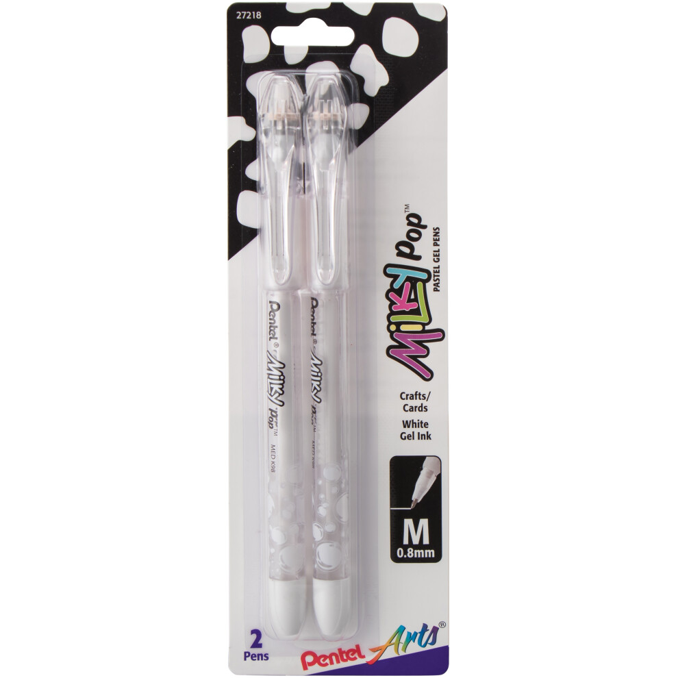 Pentel Milky Pop Pastel Gel Pens .8mm 2/Pkg-White Ink K98PABP2