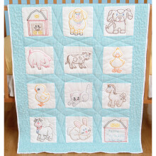 Jack Dempsey Stamped White Nursery Quilt Blocks 9"X9" 12/pkg-Barnyard Friends 300 83