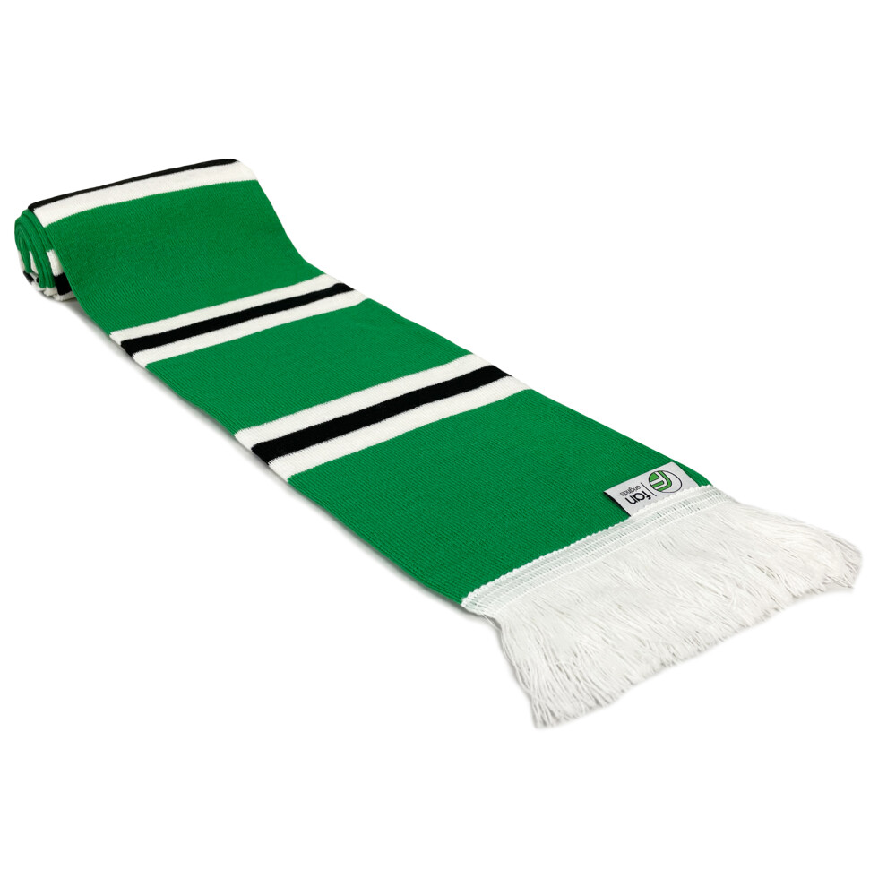 (Green 3 Bar) fan originals Retro Football Bar Scarf in Celtic Colours Green White