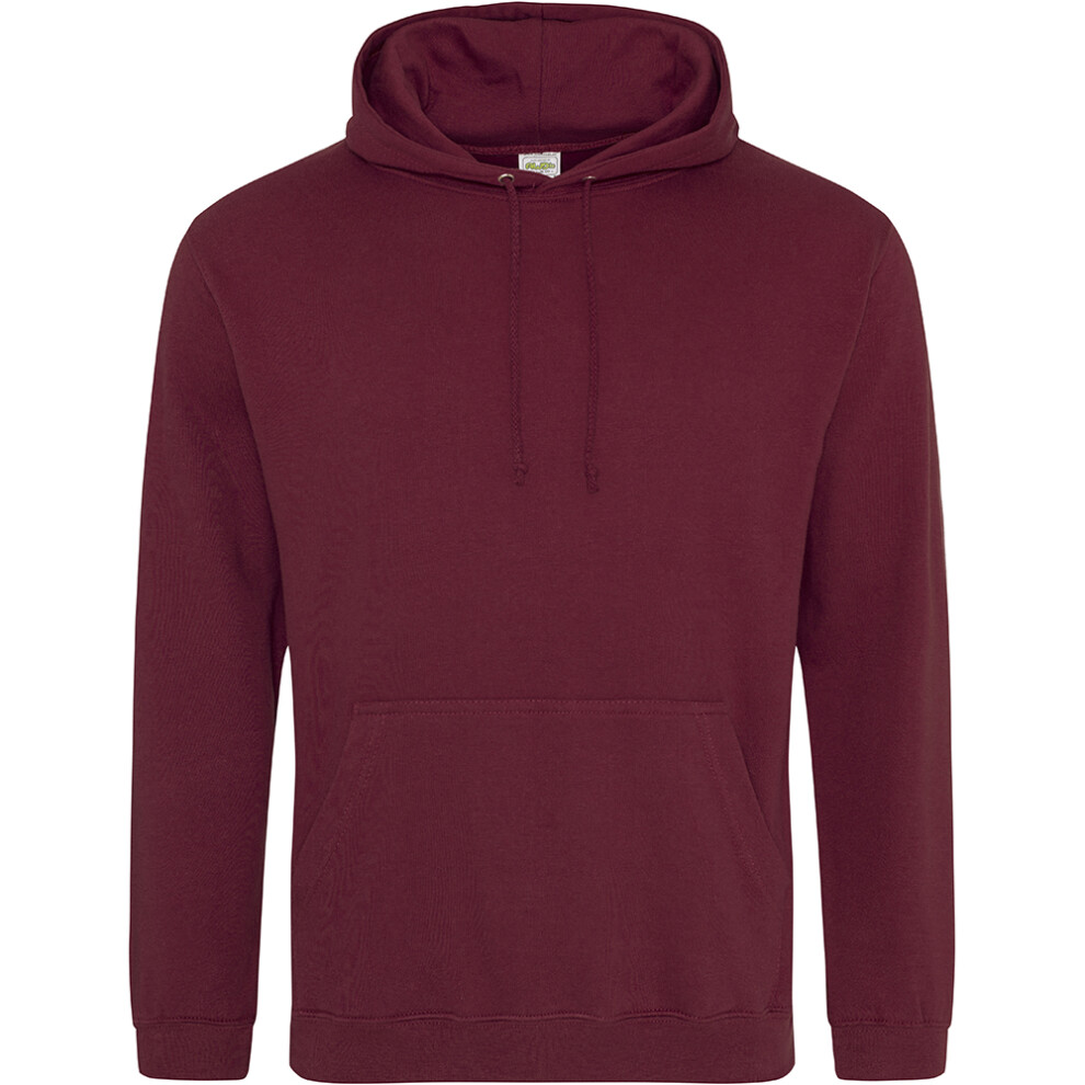 (M, Burgundy) Awdis Unisex College Hooded Sweatshirt / Hoodie 