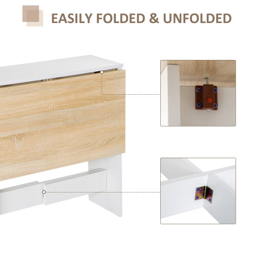 Homcom HOMCOM Wooden Folding Table Writing Desk Oak, White Home Office 2