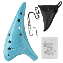 (Blue) 12 Hole Alto C Tone Pottery Ocarina for Music Lovers