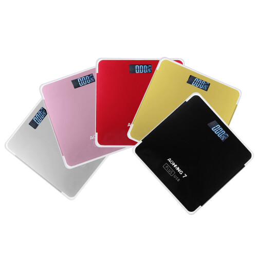 (Silver) USB Version 180kg LCD Electronic Digital Tempered Glass Body Weight Scale 1