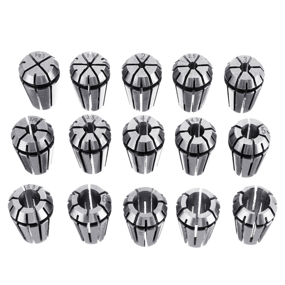 15pcs ER11 1mm to 7mm Spring Collet Set Collet Chuck for CNC Milling Lathe Tools