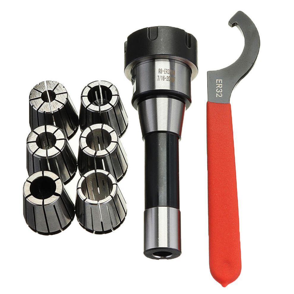 R8-Er32 Collet Chuck Milling Tool Holder With 6Pcs Er32 Spring Collets Set For Cnc Tool 9078193495522