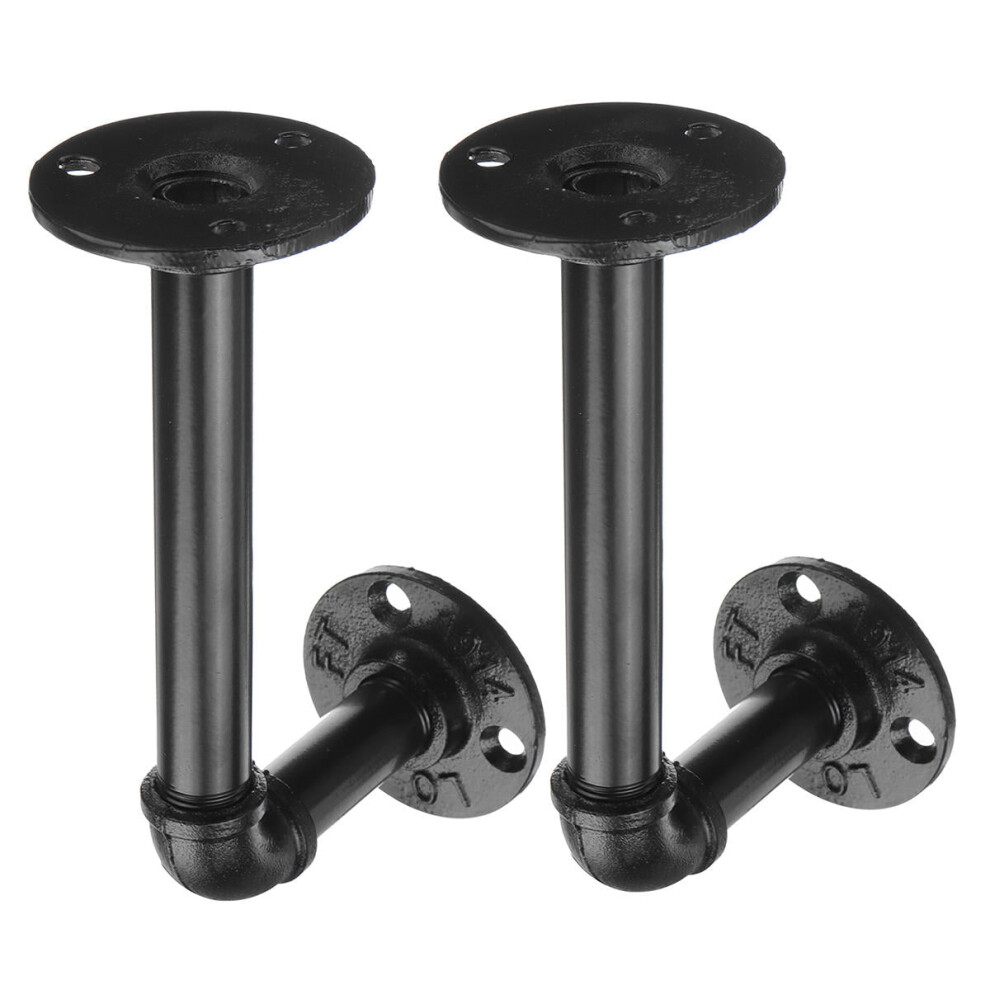 (130Mm) 1 Pair Of Dn15 70/130/180/210Mm Steel Pipe Shelf Bracket Holder Diy Pipe Shelf Brackets 9078193491913