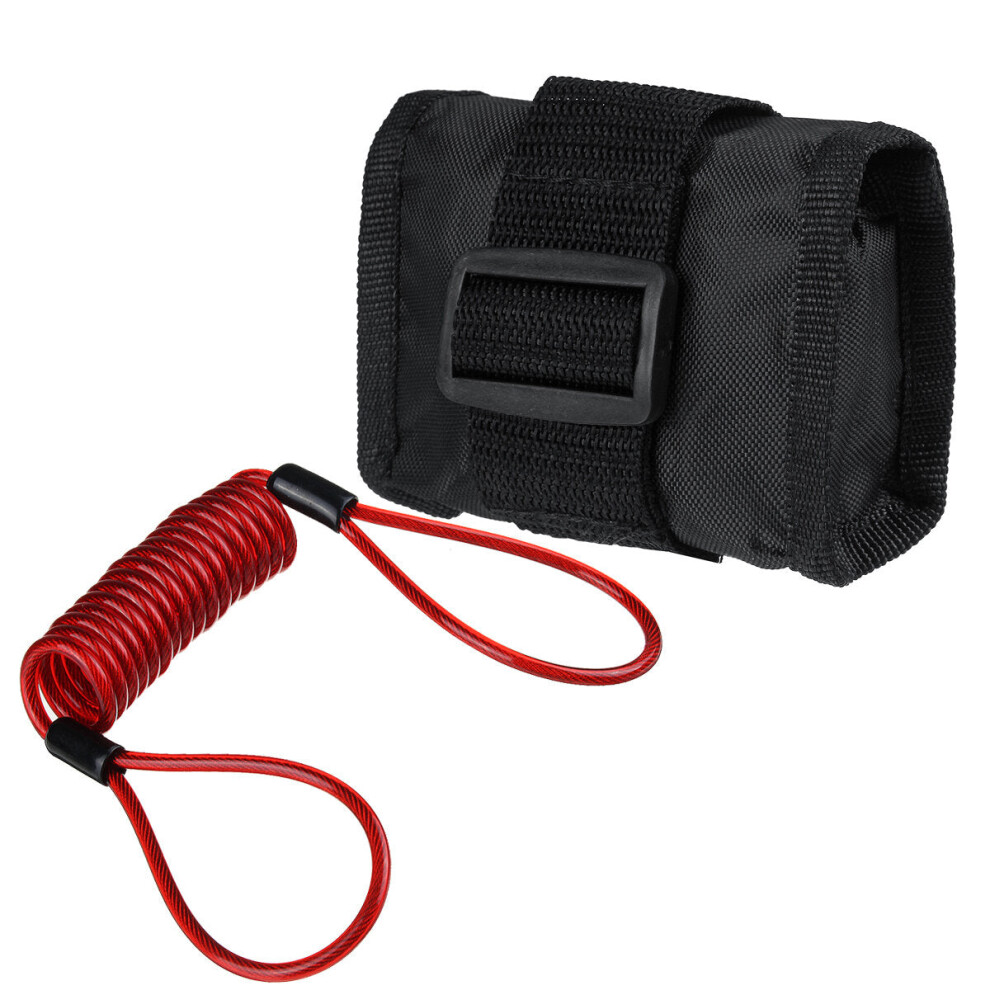 (Red) 1.2m/4ft Reminder Cable With Alarm Lock Bag For Motorcycle Bike 5 Color