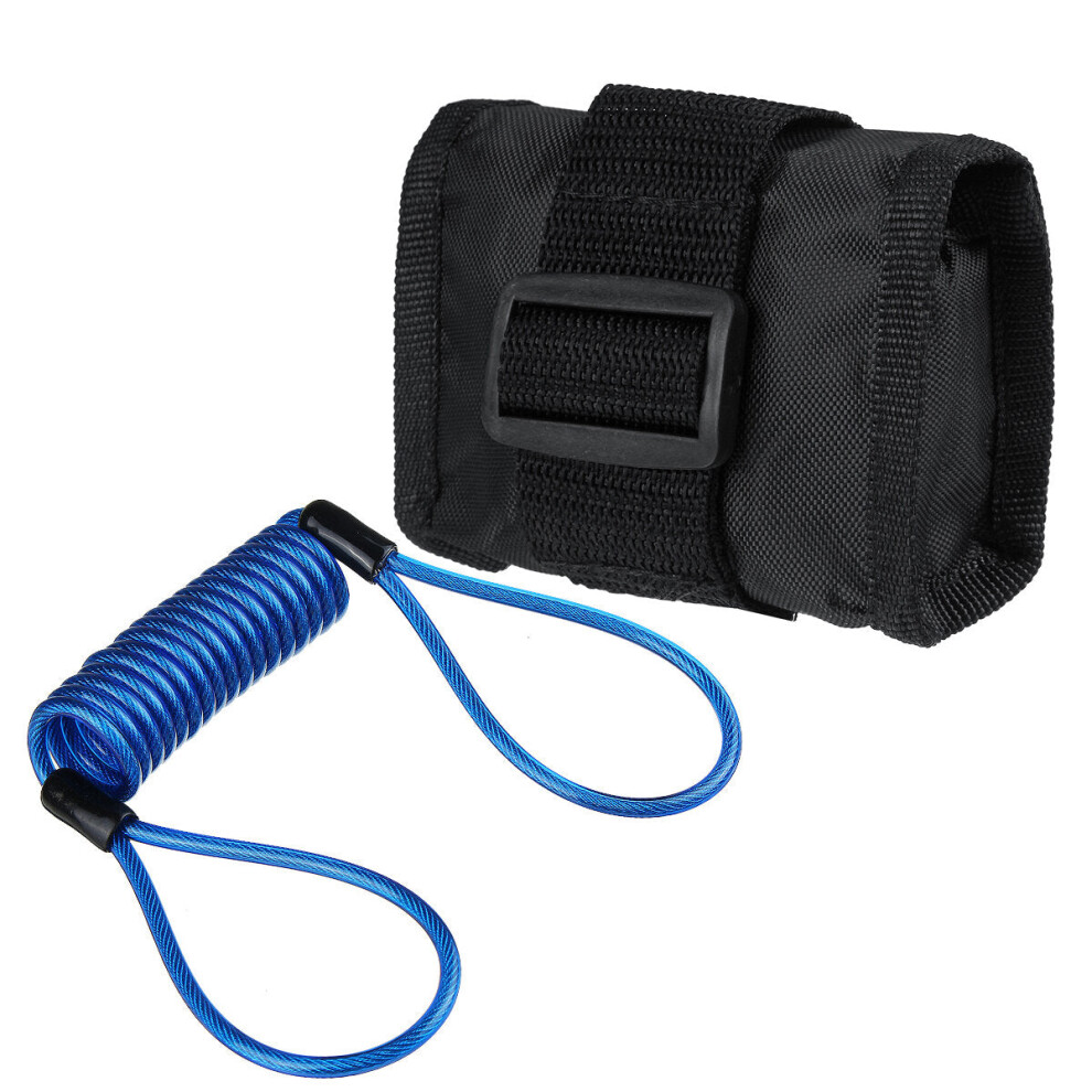 (Blue) 1.2m/4ft Reminder Cable With Alarm Lock Bag For Motorcycle Bike 5 Color