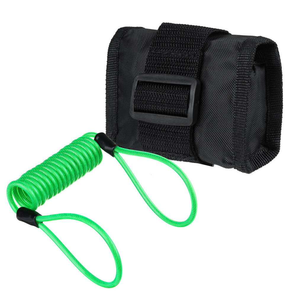 (Green) 1.2m/4ft Reminder Cable With Alarm Lock Bag For Motorcycle Bike 5 Color