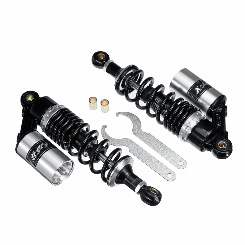 Pair Round Hole 400mm 15.75" Motorcycle Rear Air Shock Absorber Suspension Scooter ATV