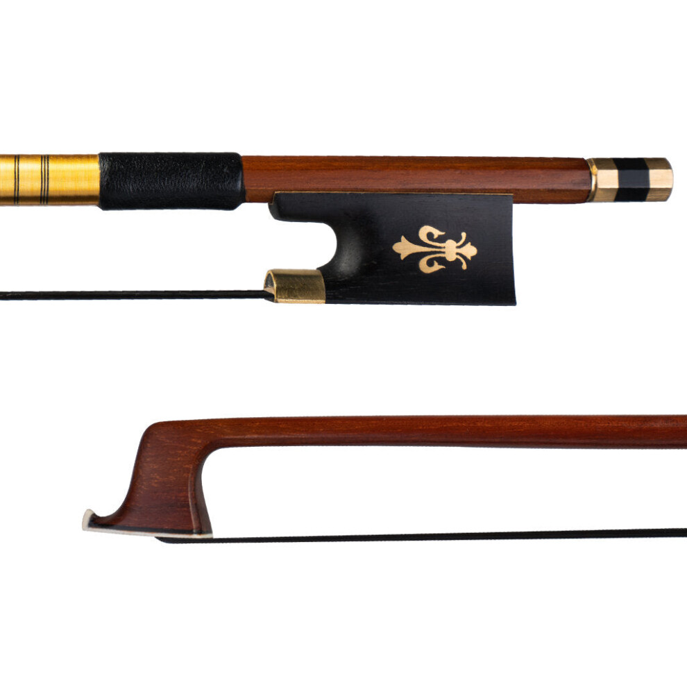 IPE Bow 4/4 Size Violin Bow Round Stick Lizard Skin Grip Black Horsehair W/ Ebony Frog Violin/ Fiddle Bow