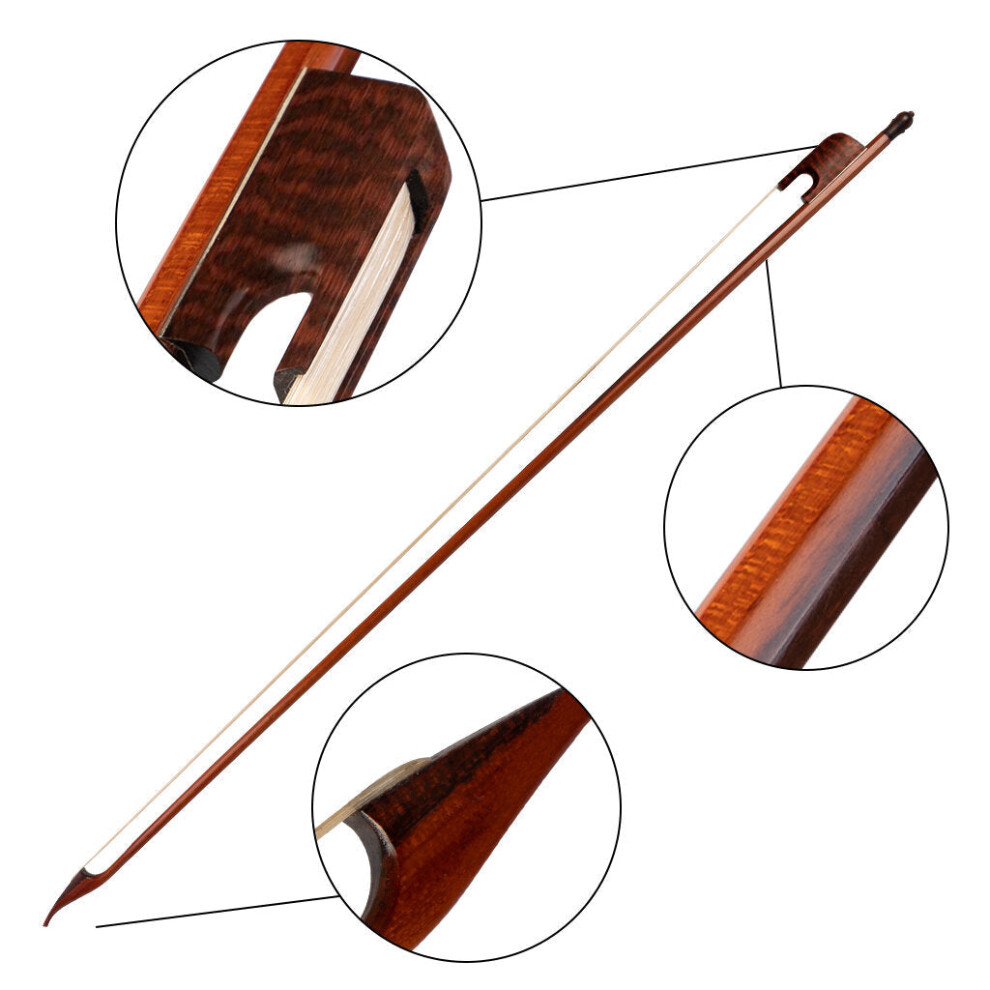 Professional Violin/Fiddle Bow 4/4 Snakewood Bow Baroque Style Snakewood Frog White Mongolia Horsehair Well Balance