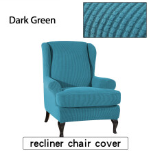 (Dark Green) Elastic Fibre Armchair Wingback Wing Chair Covers Stretch SlipCover Protector