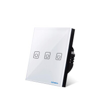 (White, 3 Way) Smart Switch Wireless Remote Control APP Controled Wall Light Switch Luxury Crystal Glass Touch Screen have 1/2/3 Way