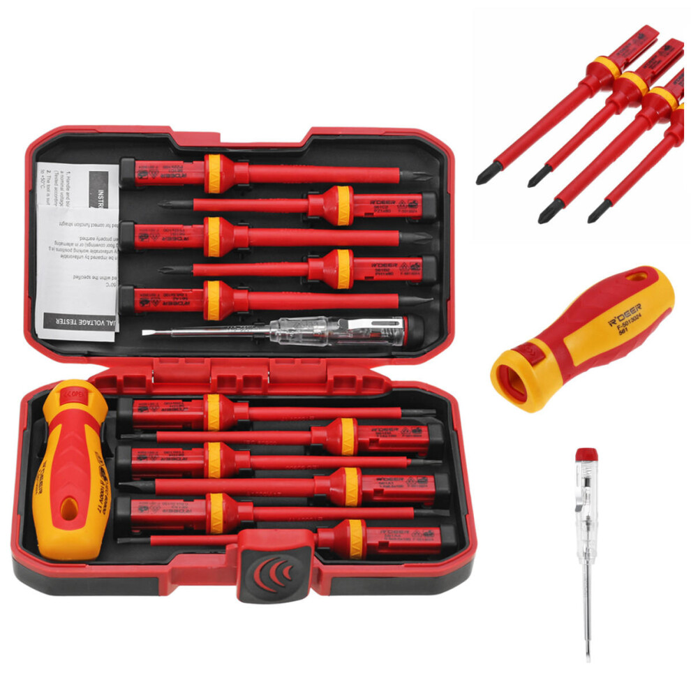 13Pcs 1000V Electronic Insulated Screwdriver Set Phillips Slotted Torx CR-V Screwdriver Hand Tools