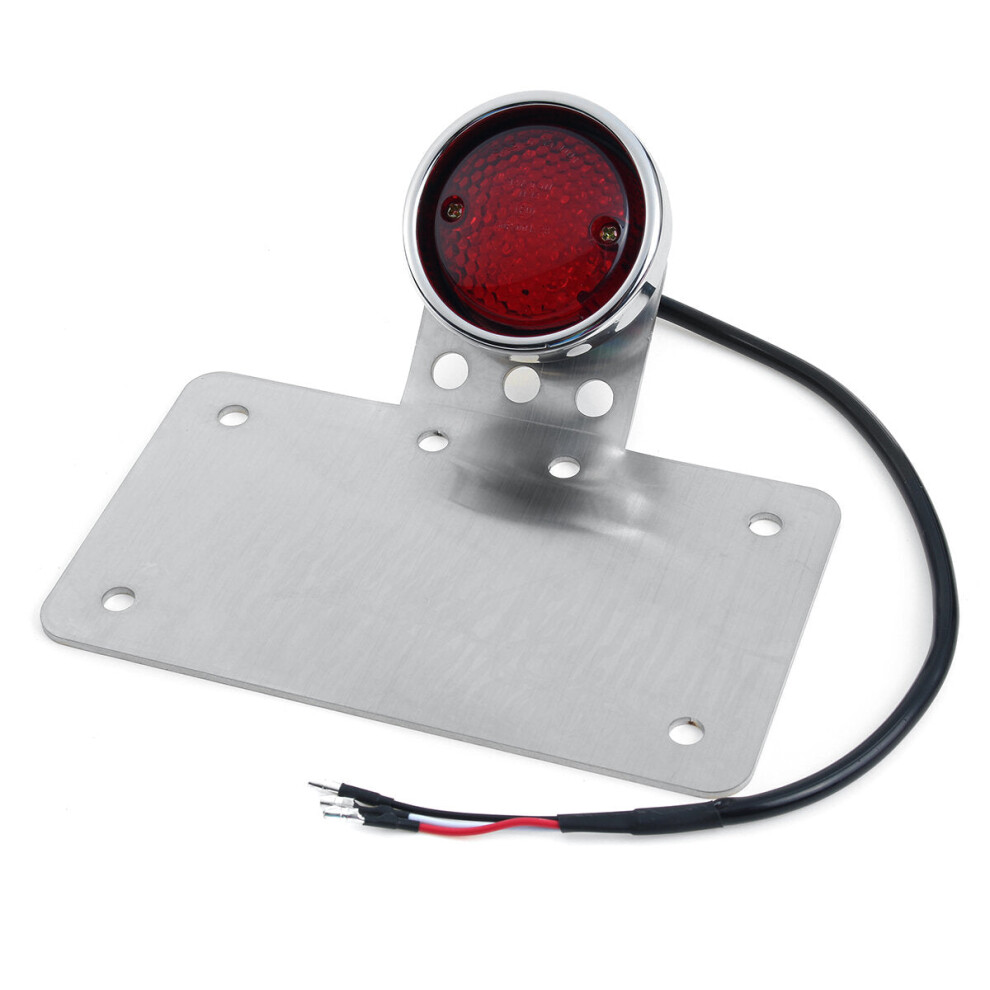 12V Motorcycle License Plate With Tail Light Rear Brake LED Turn Signal Lights Stop Lamp Universal Stainless Steel