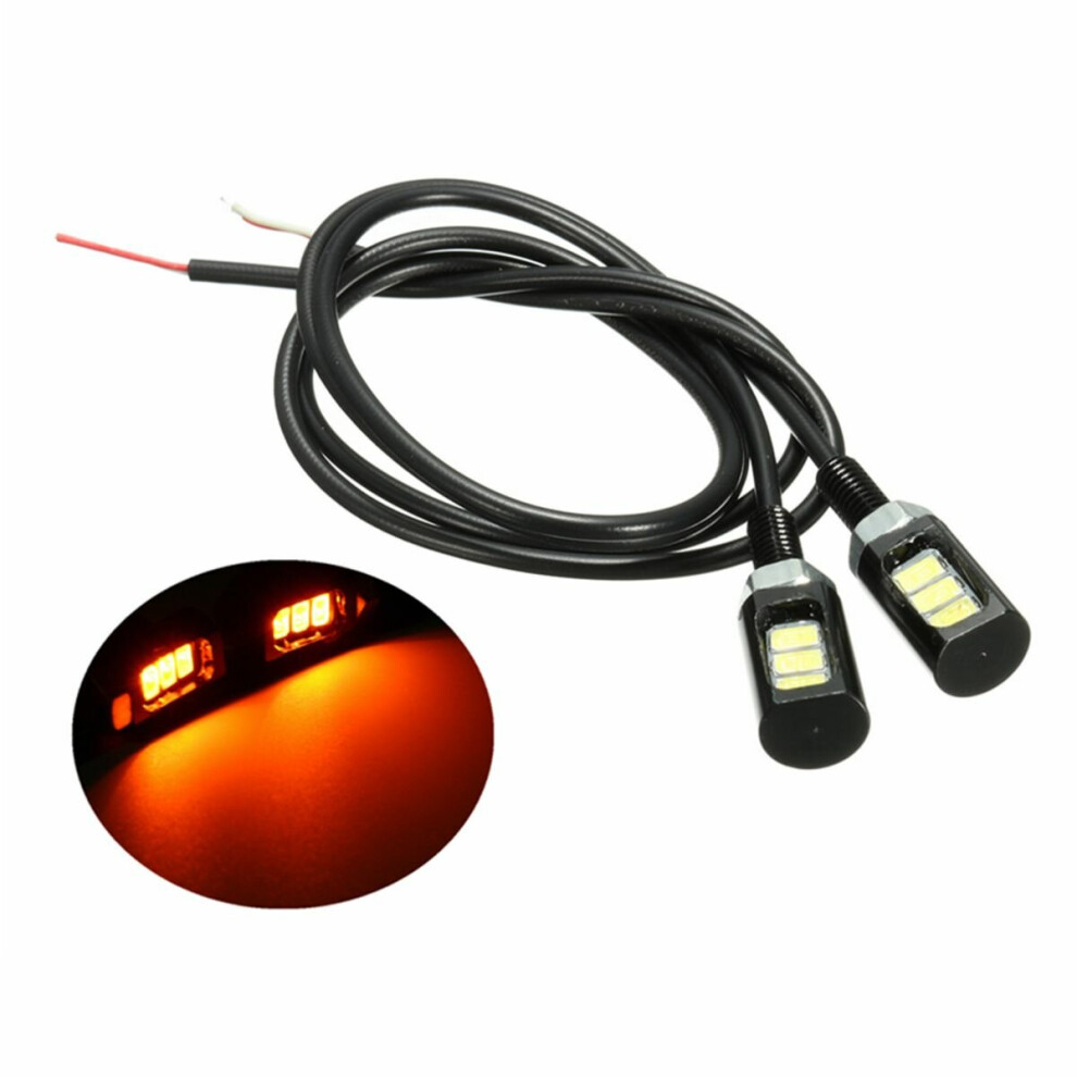 (Amber) 12V 3 LED SMD Motorcycle Car Number License Plate Screw Bolt Light Lamp Bulb