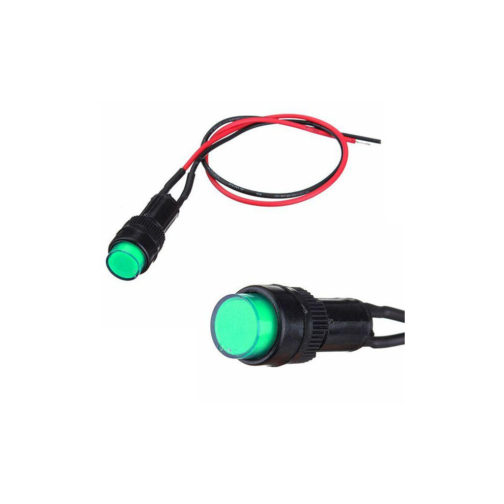 (Green) 10mm Universal Indicator Dash Panel Warning Light Lamp