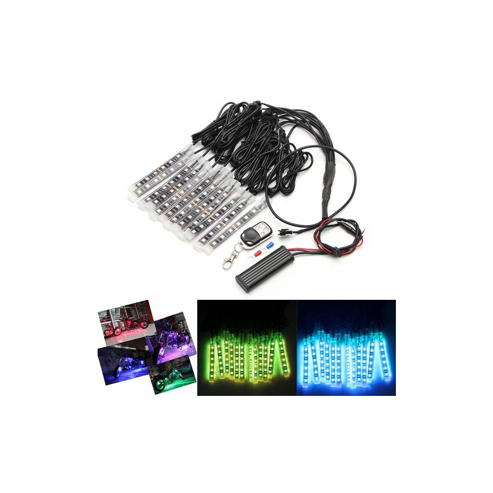 12x LED Remote Wireless Neon Light Strips Kit For Car Truck Lorry Boat Motor Bike